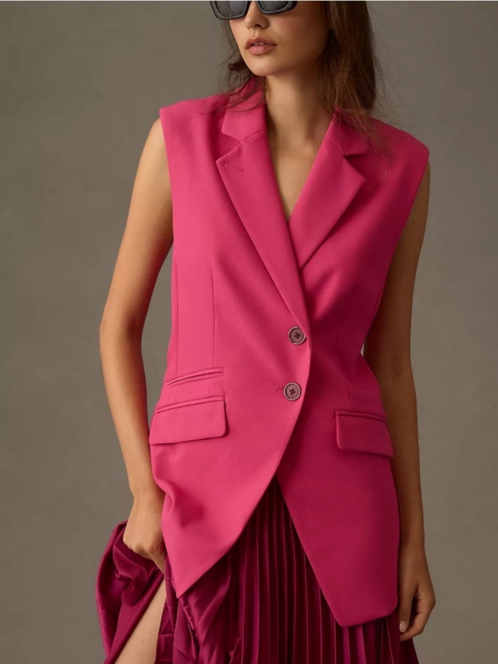 Maeve Anthropologie Tailored City Vest – Hot Pink – XXS